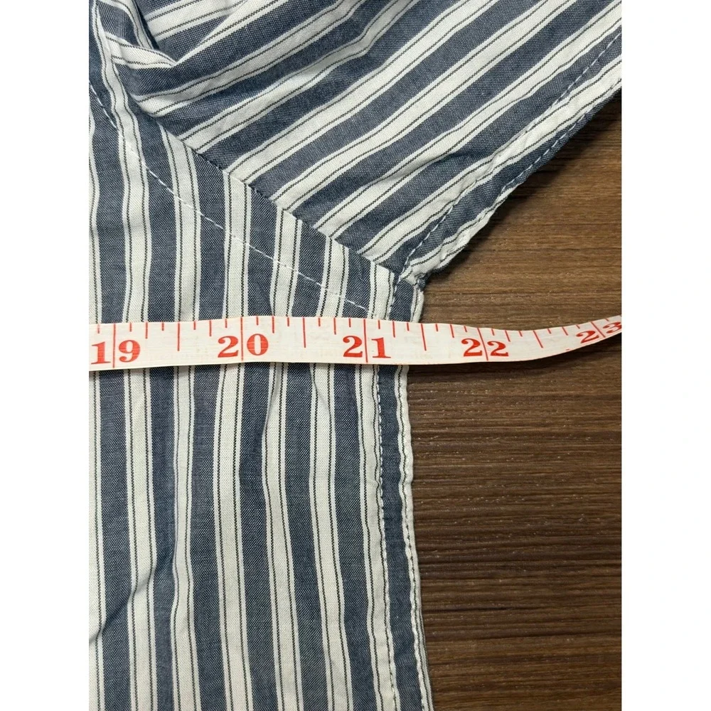 Banana Republic Mens Slim Untucked Organic Cotton Striped Shirt Blue White Sz M